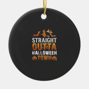 Straight Outta Halloween Town Witch Moon Bats Pump Ceramic Ornament