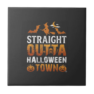 Straight Outta Halloween Town Witch Moon Bats Pump Ceramic Tile