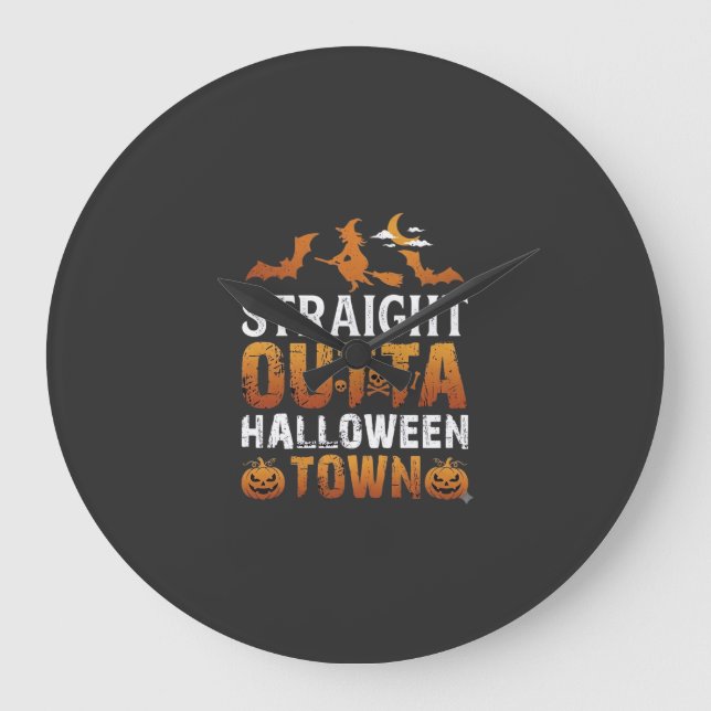 Straight Outta Halloween Town Witch Moon Bats Pump Large Clock (Front)