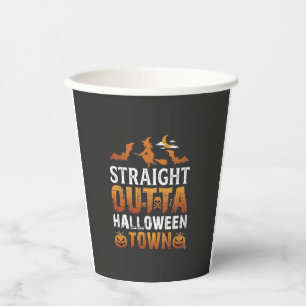 Straight Outta Halloween Town Witch Moon Bats Pump Paper Cups