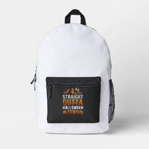 Straight Outta Halloween Town Witch Moon Bats Pump Printed Backpack