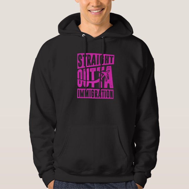 Straight Outta Immigration Holiday Travel  White Hoodie (Front)