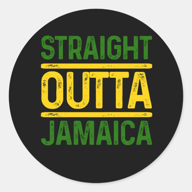 Straight Outta Jamaica Caribbean Party Pride Jamai Classic Round Sticker (Front)