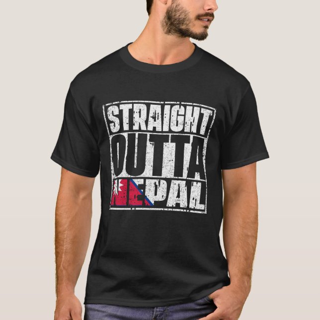 Straight Outta Nepal Flag T-Shirt (Front)