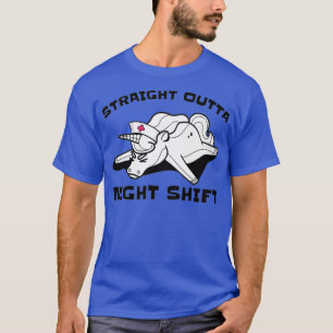 Straight Outta Night Shift Funny Nurse Unicorn T-Shirt