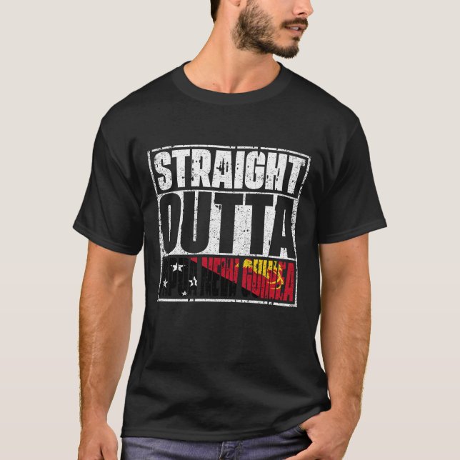 Straight Outta Papua New Guinea Flag T-Shirt (Front)