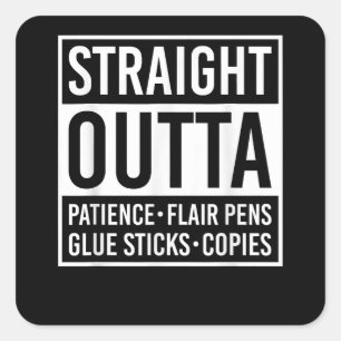 Straight Outta Patience Leopard Mama Mum Life Funn Square Sticker
