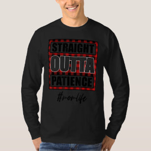 Straight Outta Patience Mum Life Red Plaid Mum Mot T-Shirt