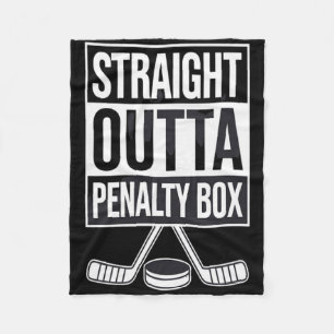 Straight Outta Penalty Box Funny Hockey Meme Parod Fleece Blanket