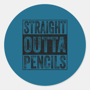 Straight outta pencils school class of 2026 classic round sticker