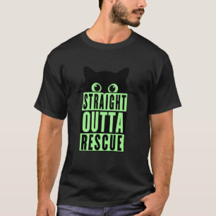 Straight Outta Rescue Black Cat Men Women Teen Gir T-Shirt