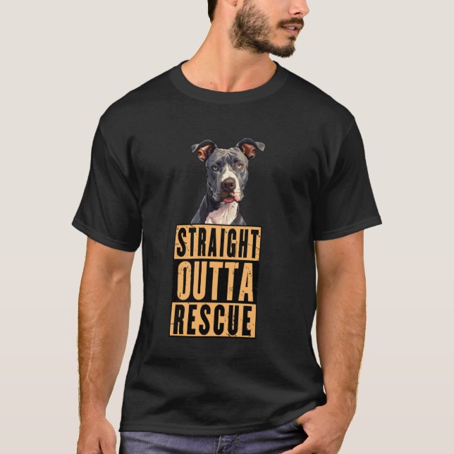 Straight Outta Rescue Pit Bulls Men Women Teen Gir T-Shirt (Front)