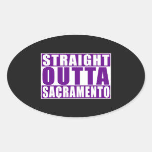 Straight Outta Sacramento Purple Oval Sticker