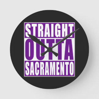 Straight Outta Sacramento Purple Round Clock