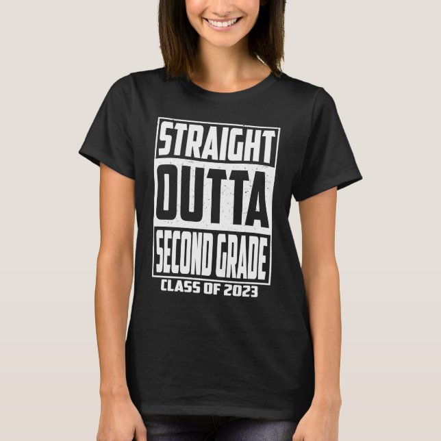 Straight Outta Second Grade Kids Boys Class 2023 2 T-Shirt (Front)