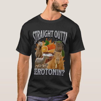 Straight Outta Serotonin Funny Capybara Meme Bootl T-Shirt