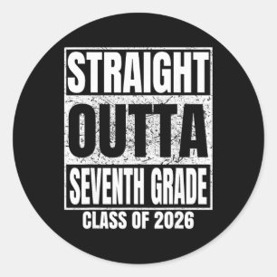 Straight Outta Seventh Grade Cl 2026 7th Grad Grad Classic Round Sticker
