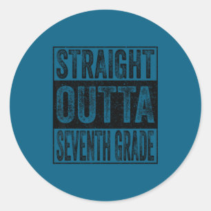 Straight outta seventh grade class 2026 graduate classic round sticker
