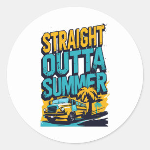 Straight Outta Summer – Retro Back-to-School Classic Round Sticker