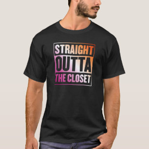 Straight Outta The Closet Lesbian Pride Aesthetic T-Shirt