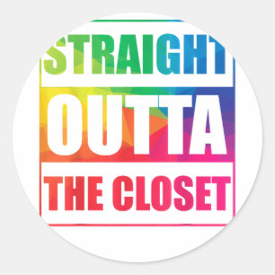 Straight Outta The Closet LGBT Classic Round Sticker