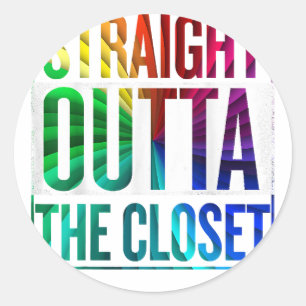 Straight Outta The Closet LGBT Gay Pride Classic Round Sticker