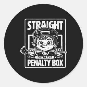 Straight Outta The Penalty Box Funny Boys Youth Ki Classic Round Sticker