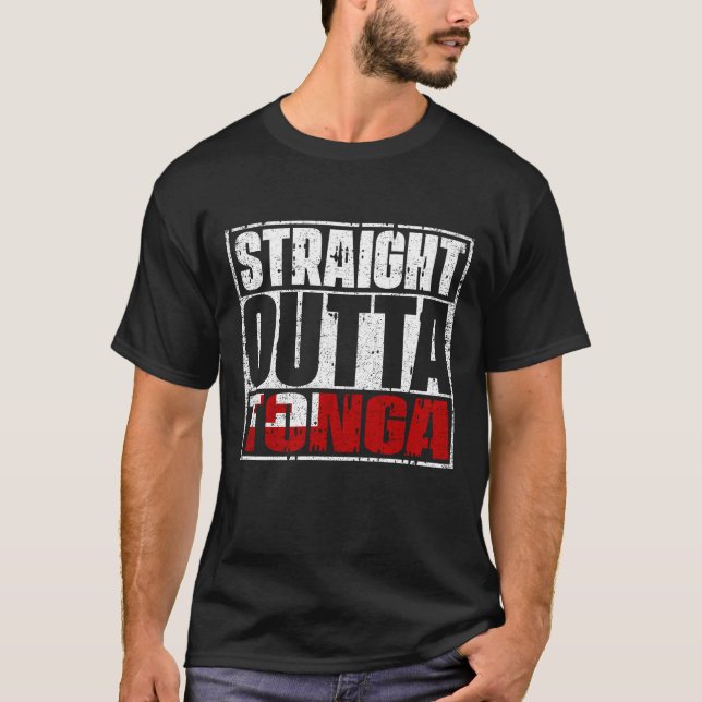 Straight Outta Tonga Flag T-Shirt (Front)