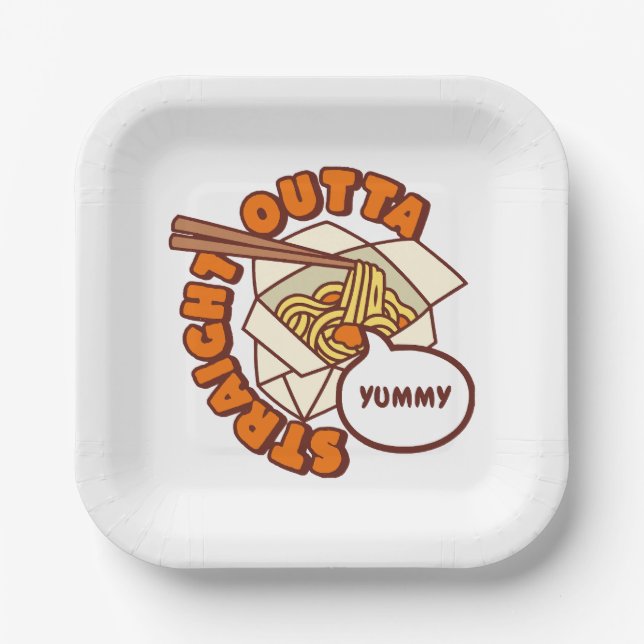 Straight Outta Yummy Ramen Noodles Paper Plate (Front)