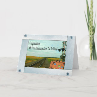 Straight Railroad Tracks and Crossing with a Bag Card