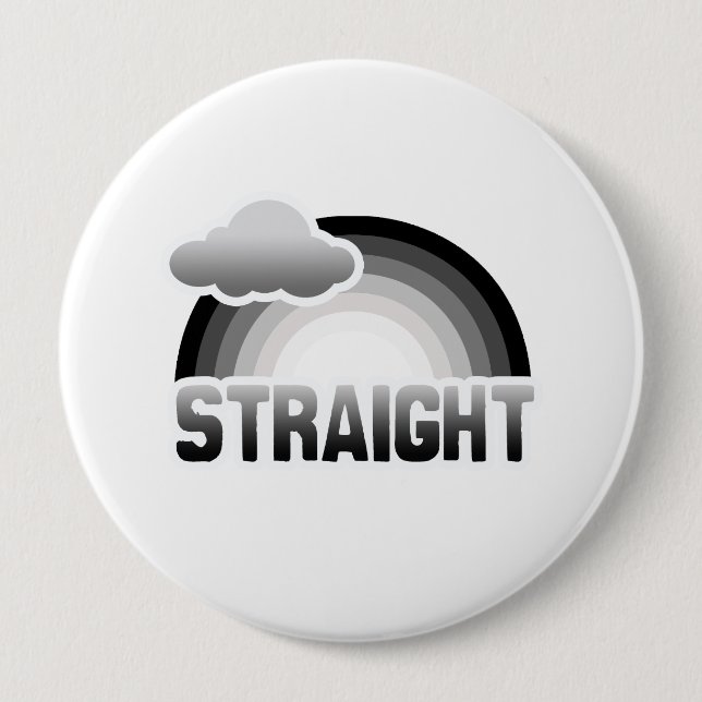 STRAIGHT RAINBOW 10 CM ROUND BADGE (Front)