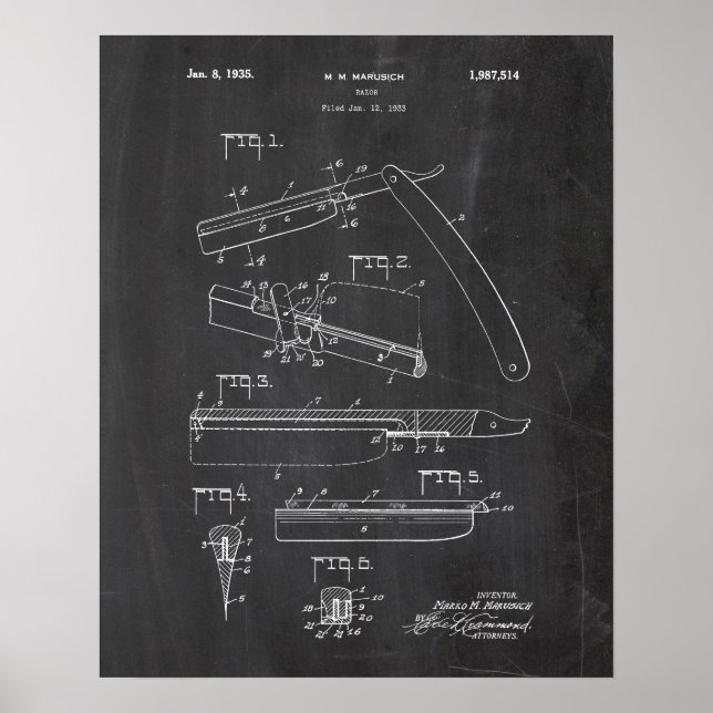 Straight Razor Patent Poster (Front)