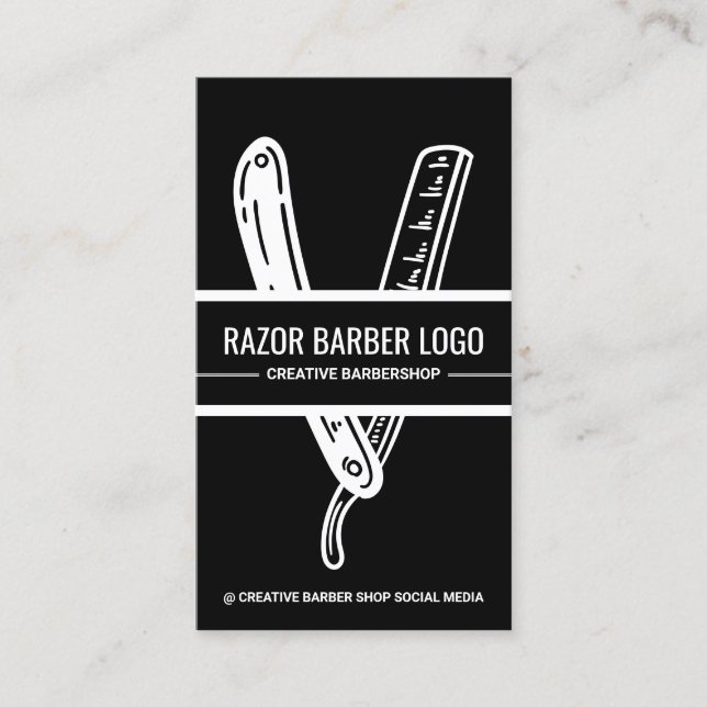 Straight Razor Shave Barber Business Card (Front)