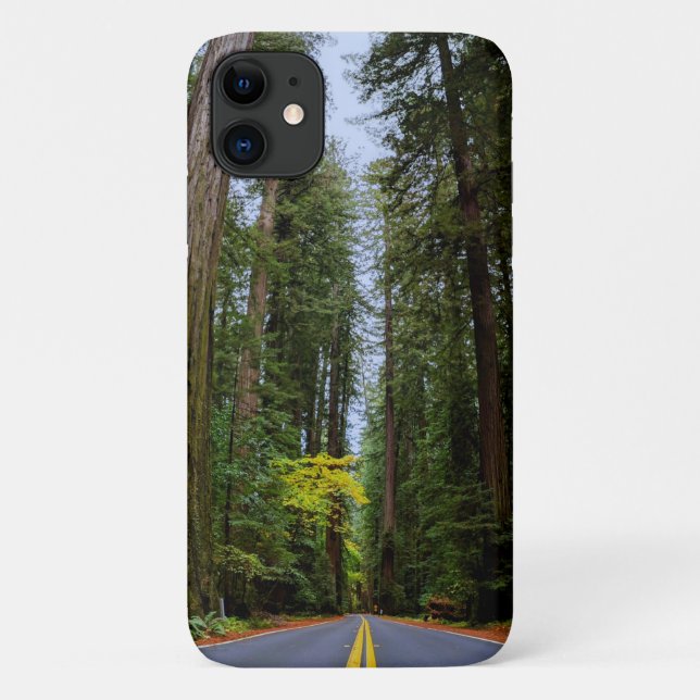 Straight Road Ahead Through Misty Redwood Forest Case-Mate iPhone Case (Back)