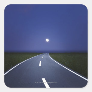 Straight Road at Night Square Sticker