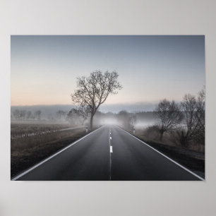 Straight scenic country road poster