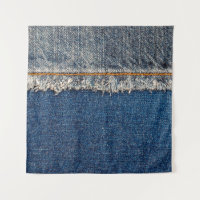 Straight stitch with orange thread on bleached den