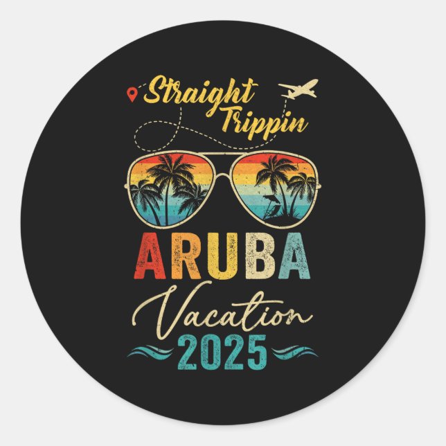 Straight Tripn Aruba 2025 Family Summer Vacation  Classic Round Sticker (Front)