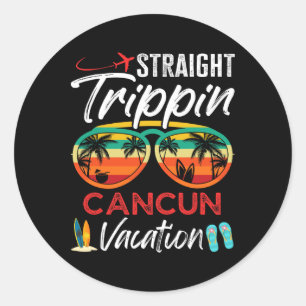 Straight Trippin Cancun Mexico Couples Family Vaca Classic Round Sticker