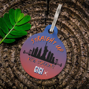 Straight Up New Yorkian Baseball Skyline Pet Tag