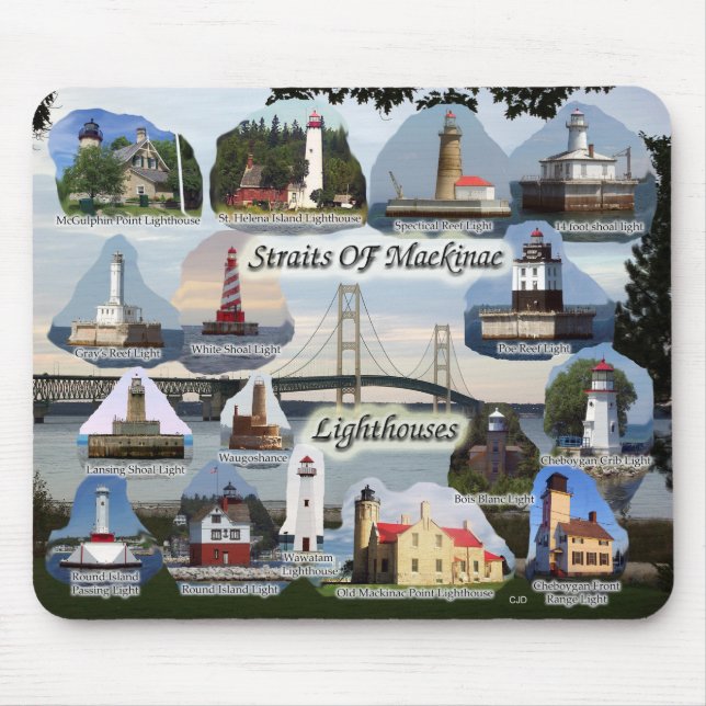 Straits of Mackinac Lighthouses mousepad (Front)