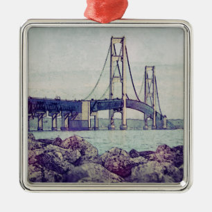 Straits of Mackinac Metal Ornament