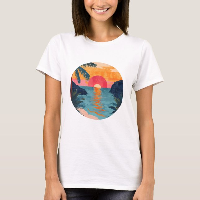 Strand Maritim Mond waves ocean T-shirt (Front)