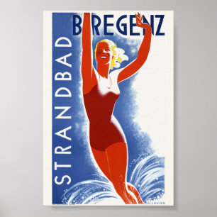 Strandbad Bregenz Austria Vintage Poster 1935