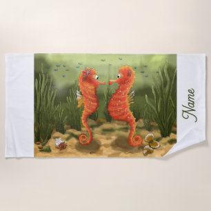 Strandtuch Seepferdchen personalisierbar  Beach Towel