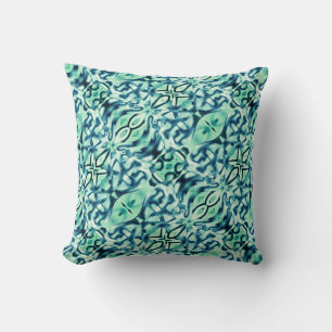 Strange and twist mirrored greenish blue cushion