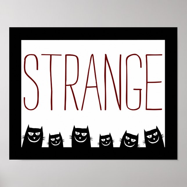 "STRANGE" Black Cat Abstract Poster (Front)