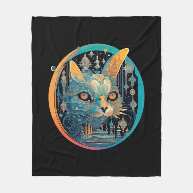 Strange Cat Staring at Your Headlights Fleece Blanket (Front)