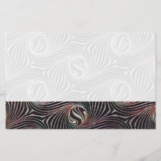 STRANGE CIRCLES AND SWIRLS White Brown Abstract Stationery (Front)