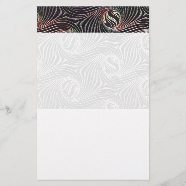 STRANGE CIRCLES AND SWIRLS White Brown Abstract Stationery (Front)